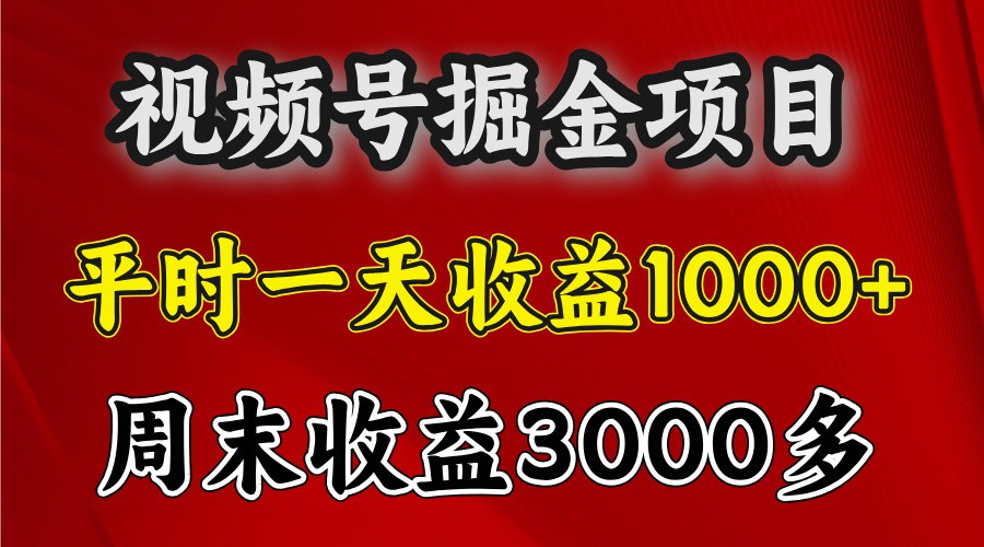 一天收益1000+ 视频号掘金，周末收益会更高些-情久项目网