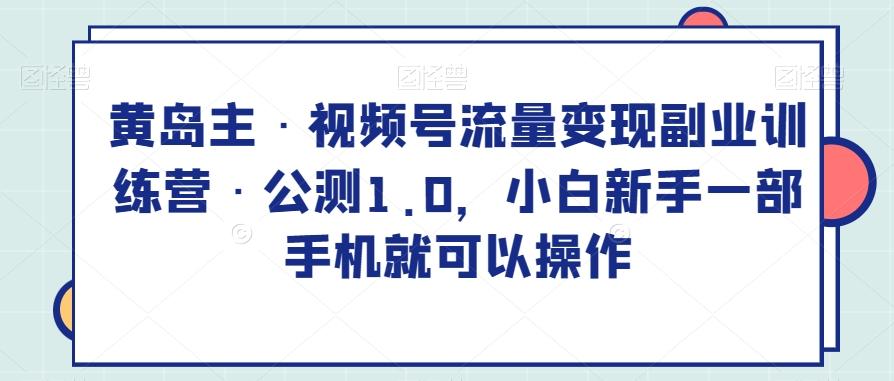 黄岛主·视频号流量变现副业训练营·公测1.0，小白新手一部手机就可以操作-情久项目网