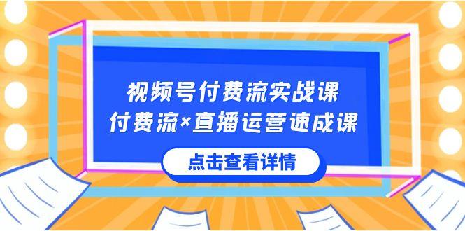 视频号付费流实战课，付费流×直播运营速成课，让你快速掌握视频号核心运营技能-情久项目网