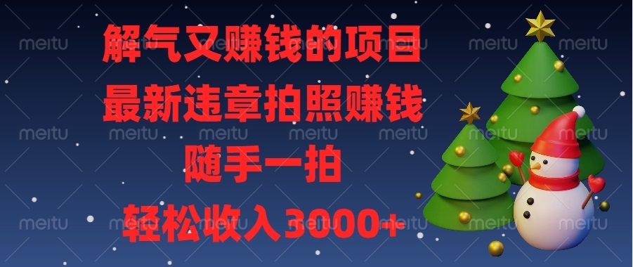 解气又赚钱的项目，最新违章拍照赚钱，随手一拍，轻松收入3000+-情久项目网