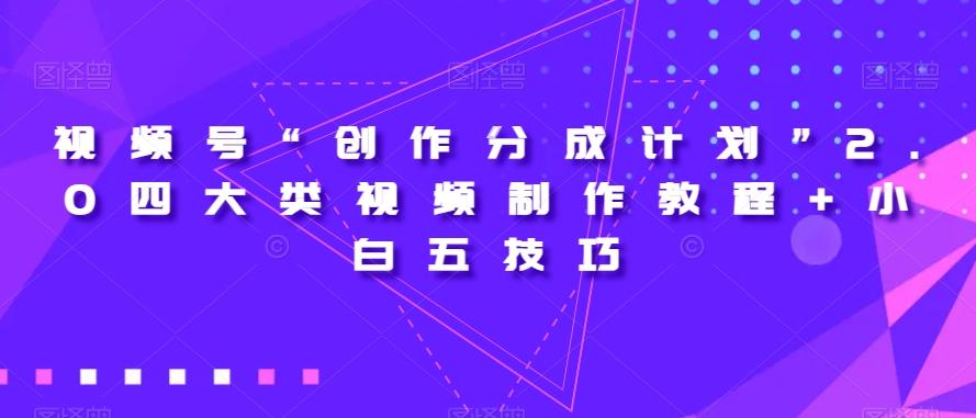 视频号“创作分成计划”2.0四大类视频制作教程+小白五技巧【揭秘】-情久项目网