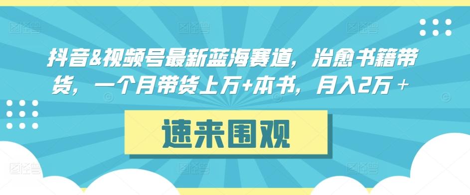 抖音&视频号最新蓝海赛道，治愈书籍带货，一个月带货上万+本书，月入2万＋【揭秘】-情久项目网