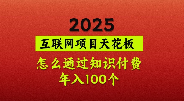 2025项目天花板，普通怎么通过知识付费翻身，年入百个【揭秘】-情久项目网