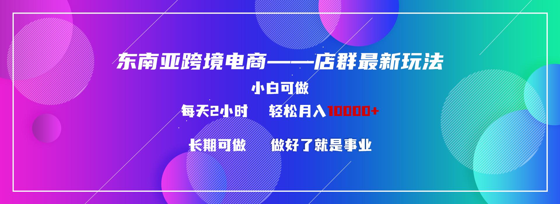 东南亚跨境电商店群新玩法2—小白每天两小时 轻松10000+-情久项目网