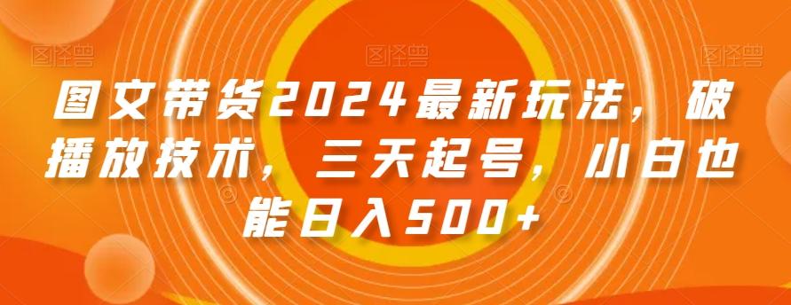 图文带货2024最新玩法，破播放技术，三天起号，小白也能日入500+【揭秘】-情久项目网