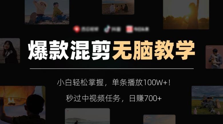 爆款混剪无脑教学，小白轻松掌握，单条播放100W+！秒过中视频任务，日赚700+【揭秘】-情久项目网