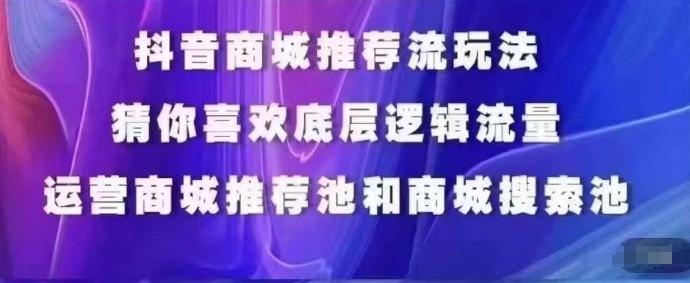 抖音商城运营课程，猜你喜欢入池商城搜索商城推荐人群标签覆盖-情久项目网