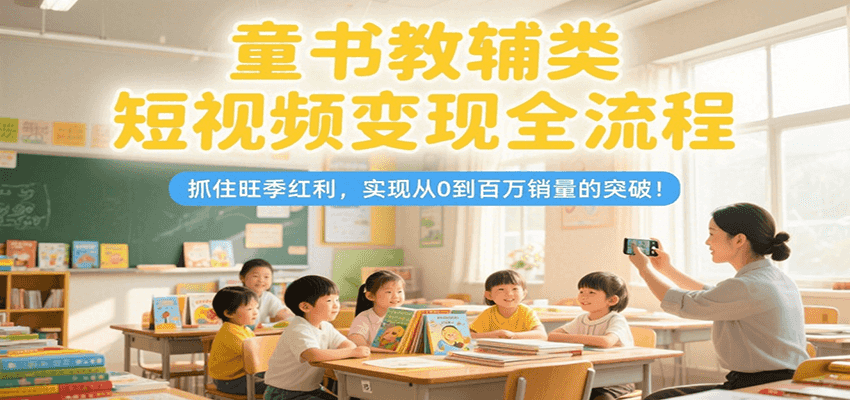 童书教辅类短视频变现全流程，抓住旺季红利，实现从0到百万销量的突破！-情久项目网