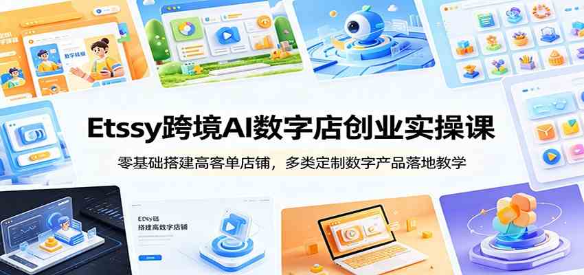 Etsy跨境AI数字店创业实操课：零基础搭建高客单店铺，多类定制数字产品落地教学-情久项目网