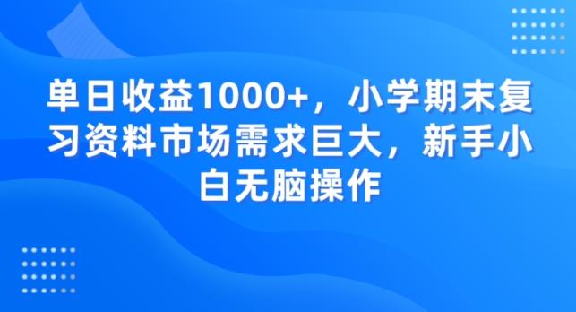 单日收益1000+，小学期末复习资料市场需求巨大，新手小白无脑操作-情久项目网