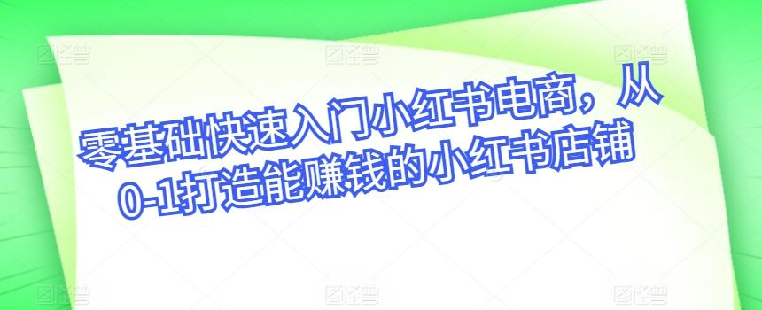 零基础快速入门小红书电商，从0-1打造能赚钱的小红书店铺-情久项目网