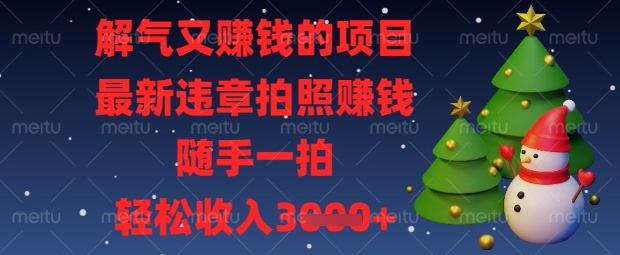 解气又挣钱的项目，最新违章拍照挣钱，随手一拍，轻松收入数张【揭秘】-情久项目网