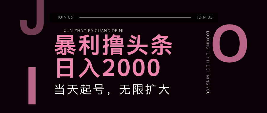 暴利撸头条，单号日入2000+，可无限扩大-情久项目网