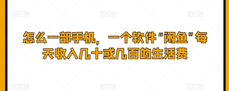 怎么一部手机，一个软件“闲鱼”每天收入几十或几百的生活费-情久项目网