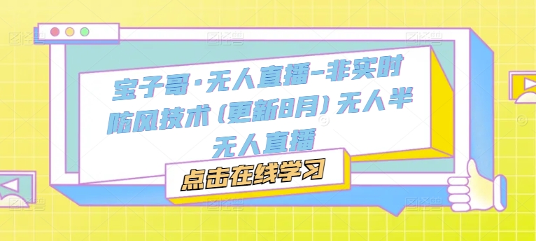 宝子哥·无人直播-非实时防风技术(更新25年7月)无人半无人直播-情久项目网