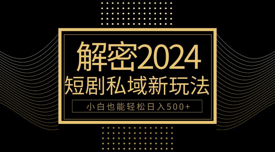 (9951期)10分钟教会你2024玩转短剧私域变现，小白也能轻松日入500+-情久项目网