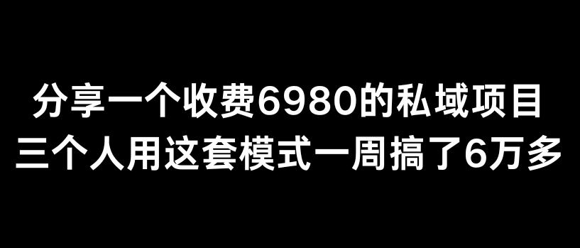 分享一个外面卖6980的私域项目三个人用这套模式一周搞了6万多【揭秘】-情久项目网