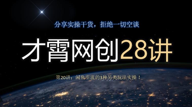 才霄网创28讲第20讲：闲鱼引流的3种另类玩法实操！-情久项目网