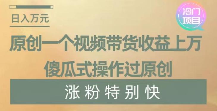 原创一个视频带货收益上万，傻瓜式操作过原创，几分钟做一个视频涨粉特别快【揭秘】-情久项目网