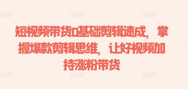 短视频带货0基础剪辑速成，掌握爆款剪辑思维，让好视频加持涨粉带货-情久项目网