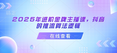 2025年进阶金牌主播课，抖音的推流算法逻辑-情久项目网