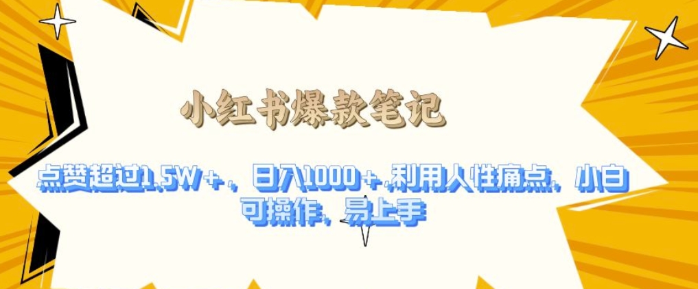 利用人性的痛点，打造爆款笔记，获得点赞超过1.5W+，日入1k【揭秘】-情久项目网