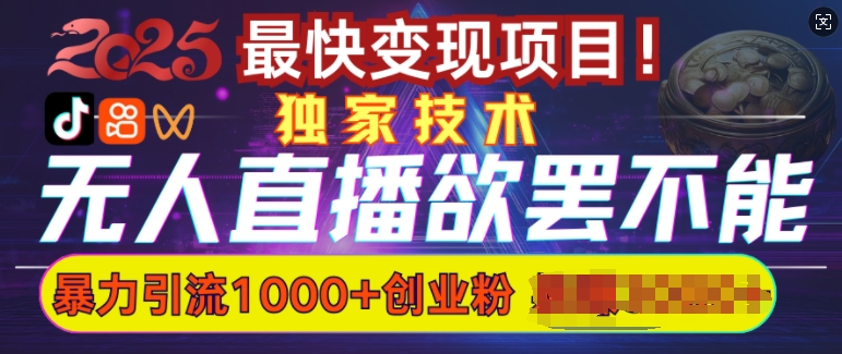 欲罢不能的无人直播引流，超暴力日引流1000+高质量精准创业粉-情久项目网