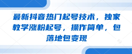 最新抖音热门起号技术，独家教学涨粉起号，操作简单，包落地包变现-情久项目网