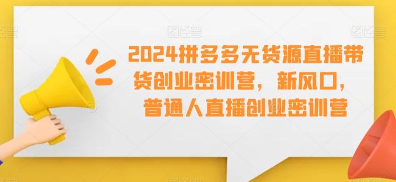 2024拼多多无货源直播带货创业密训营，新风口，普通人直播创业密训营-情久项目网