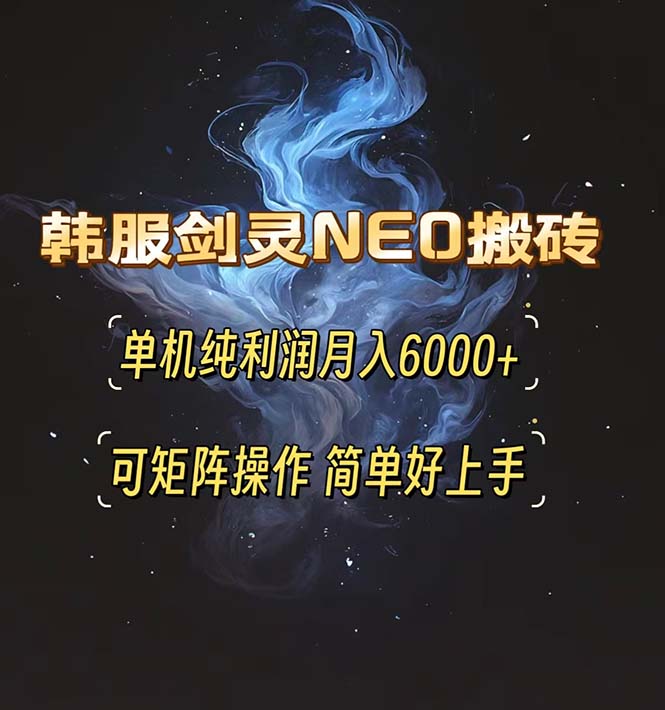 韩服剑灵NEO搬砖攻略，单机纯利润月入6000+ 可矩阵操作，简单好上手。-情久项目网