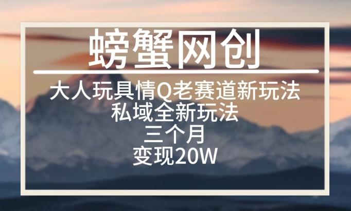 大人玩具情Q用品赛道私域全新玩法，三个月变现20W，老项目新思路【揭秘】-情久项目网