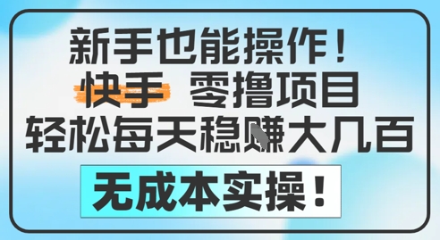 新手也能操作，快手零撸挣米，轻松每天挣2-5张，完全无成本-情久项目网