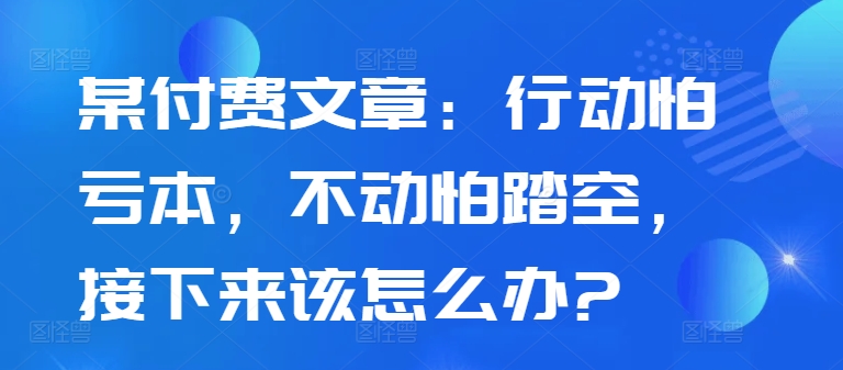 某付费文章：行动怕亏本，不动怕踏空，接下来该怎么办?-情久项目网