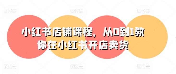 小红书店铺课程，从0到1教你在小红书开店卖货-情久项目网