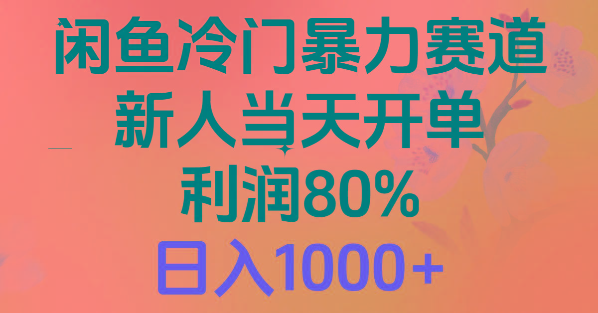 2024闲鱼冷门暴力赛道，新人当天开单，利润80%，日入1000+-情久项目网