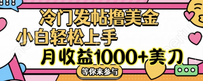 冷门发帖撸美金项目，月收益1000+美金，简单无脑，干就完了【揭秘】-情久项目网