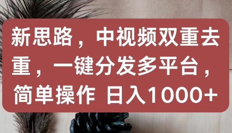 新思路，中视频双重去重，一键分发多平台，简单操作，日入1000+【揭秘】-情久项目网