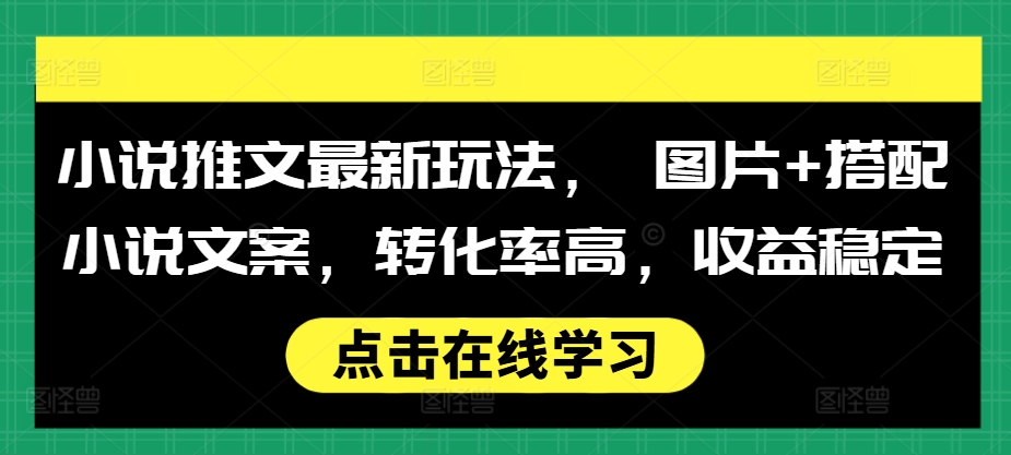 小说推文最新玩法， 图片+搭配小说文案，转化率高，收益稳定-情久项目网