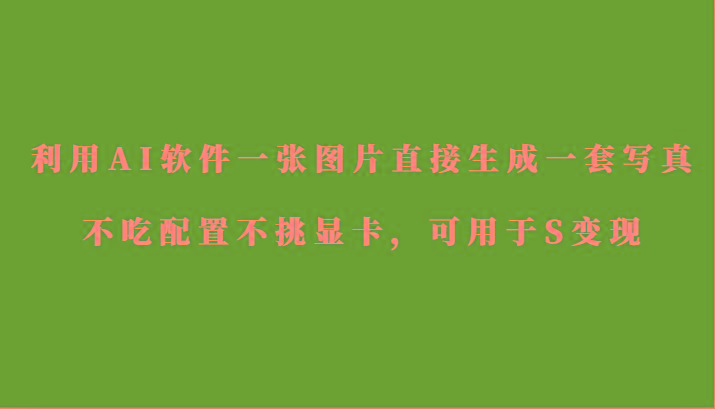 利用AI软件只需一张图片直接生成一套写真，不吃配置不挑显卡，可用于S变现-情久项目网