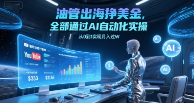 油管出海挣美金，全部通过AI自动化实操，从0到1实现月入过W-情久项目网