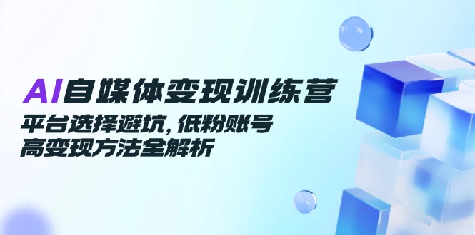AI自媒体变现训练营，平台选择避坑，低粉账号高变现方法全解析-情久项目网
