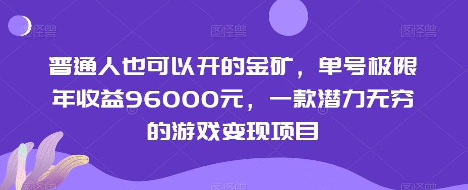 普通人也可以开的金矿，单号极限年收益96000元，一款潜力无穷的游戏变现项目【揭秘】-情久项目网