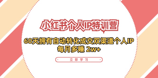 小红书个人IP陪跑营：两个月打造自动转化成交的多渠道个人IP，每月收入2w+(30节)-情久项目网