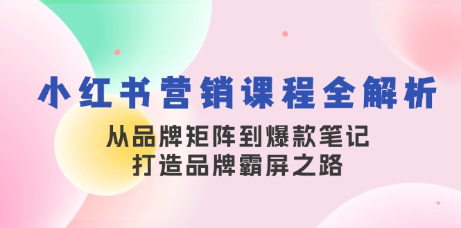 小红书营销课程全解析，从品牌矩阵到爆款笔记，打造品牌霸屏之路-情久项目网