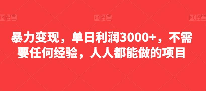 暴力变现，单日利润3000+，不需要任何经验，人人都能做的项目-情久项目网