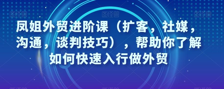 凤姐外贸进阶课（扩客，社媒，沟通，谈判技巧），帮助你了解如何快速入行做外贸-情久项目网