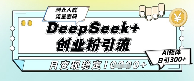 DeepSeek+创业粉精准引流，全新分享课4.0玩法，AI矩阵日引300+，多种变现方式，稳定月入1W-情久项目网