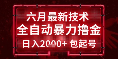 六月最新技术全自动暴力撸金，稳定日入2k+包起号，长期稳定【揭秘】-情久项目网