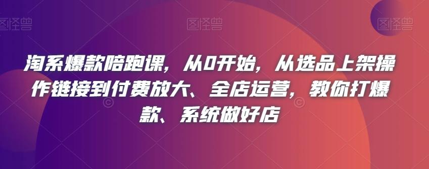 淘系爆款陪跑课，从0开始，从选品上架操作链接到付费放大、全店运营，教你打爆款、系统做好店-情久项目网