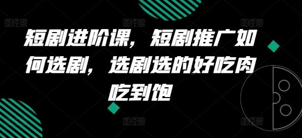 短剧进阶课，短剧推广如何选剧，选剧选的好吃肉吃到饱-情久项目网
